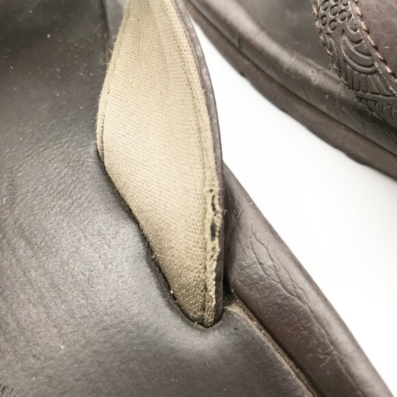 OLUKAI Brown Leather Flip Flop Thong Sandals Mens 10 - Picture 10 of 11
